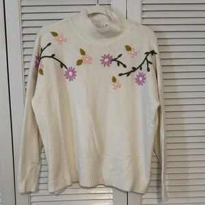 Staccato Cream Floral Turtleneck Sweater